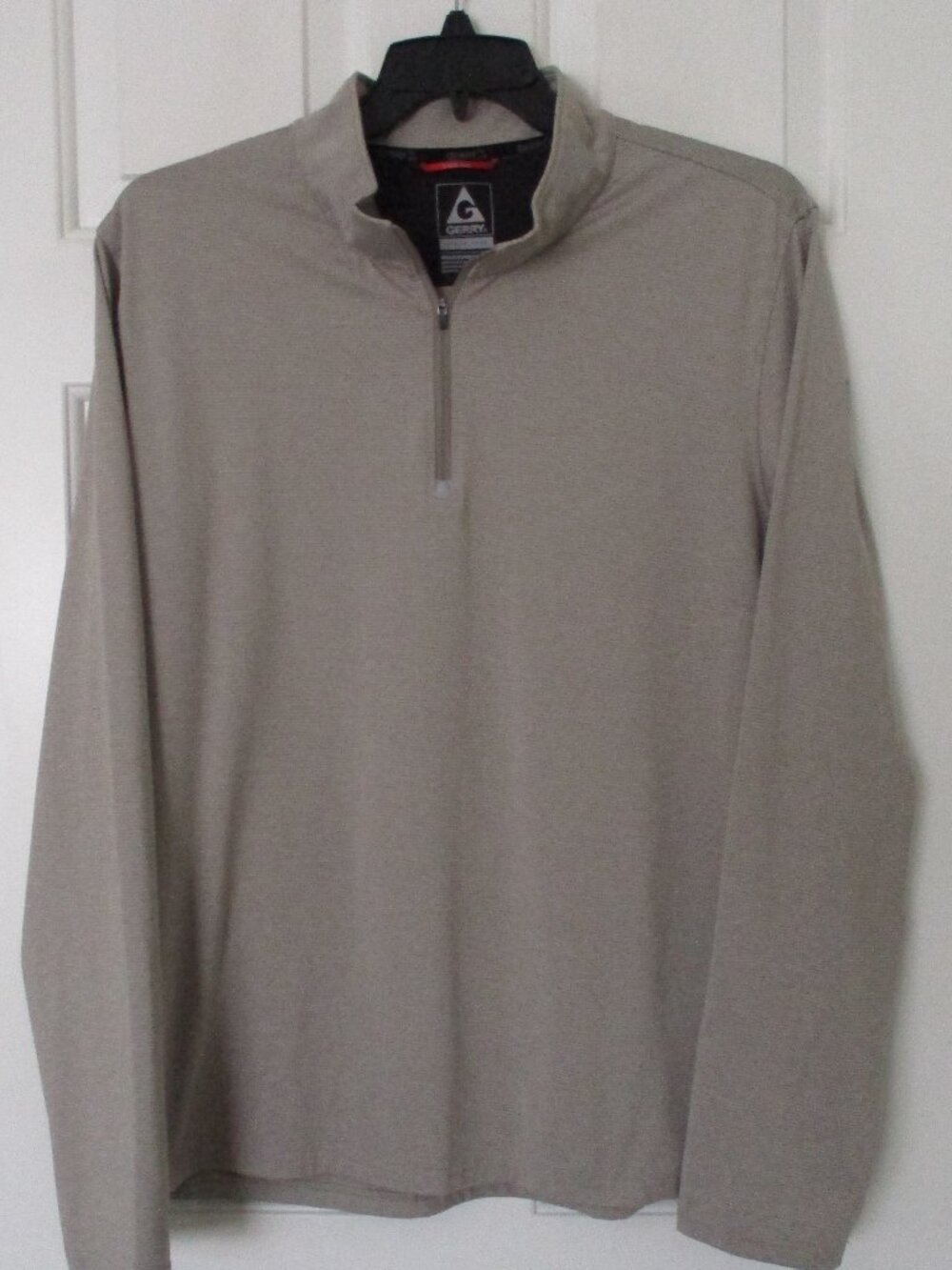 Gerry Mens L/S Tan Stretch 1/4 Zip Active Lightweight Sweater NWOT - Size XL